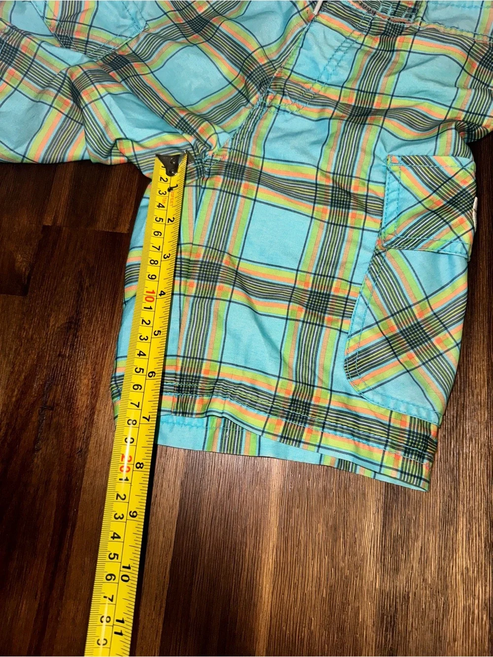 Ecko Unlimited Unltd Aqua & Green Plaid Swim Trunks